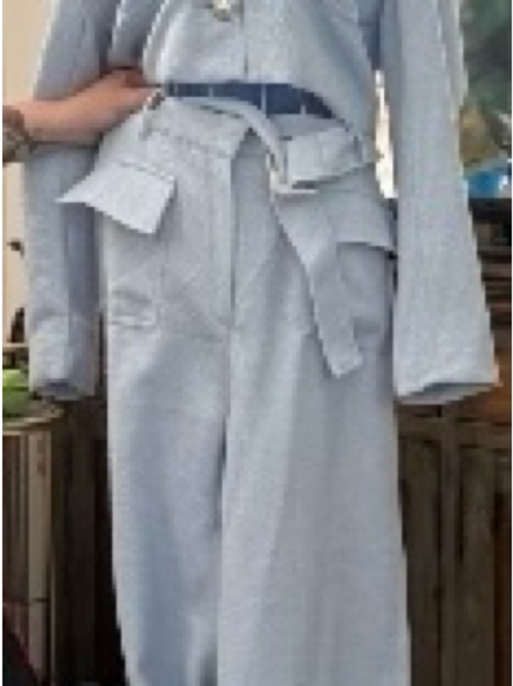 Garcia Light Blue High-Waist Wide Leg Pants Suit